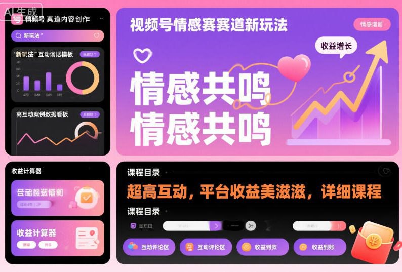 项目介绍：视频号分成玩法，情感赛道，门槛低