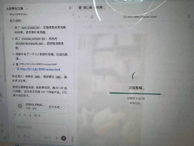 上了点手段，用了一个Skill，用Codex帮我剪辑我的口播稿