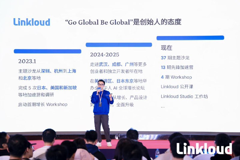 月末的最后几个小时，思绪闪回两个月前，曦哥的“万一来1000人怎么办”竟然一语成“谶”，没想到5人小队居然完完整整扛下来了，给团队狠狠点个赞😆当然也离不开嘉宾、赞助伙伴和志愿者们的鼎力支持，也让我们体验了一回千万美金 Vibe ARR 一日游🤣（来自晚宴脱口秀段子）就像在会上分享的，3年来和社区伙伴们从2023懵懵懂懂，到2024焦虑兴奋，再到2025高开高走，一路走来看到的是越来越多的正反馈和正循环🥳2026 的 Linkloud 重新定位“全球华人 AI 和 SaaS 创业者社区”，愿陪大家一起去 bet 下一个三年🚀Think Global, Act Local，1月完美收官，2月整装待发🤩月末的最后几个小时，思绪闪回两个月前，曦哥的“万一来1000人怎么办”竟然一语成“谶”，没想到5人小队居然完完整整扛下来了，给团队狠狠点个赞😆当然也离不开嘉宾、赞助伙伴和志愿者们的鼎力支持，也让我们体验了一回千万美金 Vibe ARR 一日游🤣（来自晚宴脱口秀段子）就像在会上分享的，3年来和社区伙伴们从2023懵懵懂懂，到2024焦虑兴奋，再到2025高开高走，一路走来看到的是越来越多的正反馈和正循环🥳2026 的 Linkloud 重新定位“全球华人 AI 和 SaaS 创业者社区”，愿陪大家一起去 bet 下一个三年🚀Think Global, Act Local，1月完美收官，2月整装待发🤩