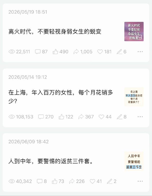 分享我近期的部分原创爆款（公号/小红书/微博），而且吸引的都是优质人群